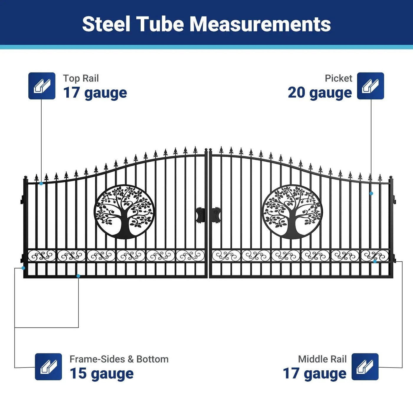 20x8 ft Steel Dual Swing Driveway Gate by Chery Industrial