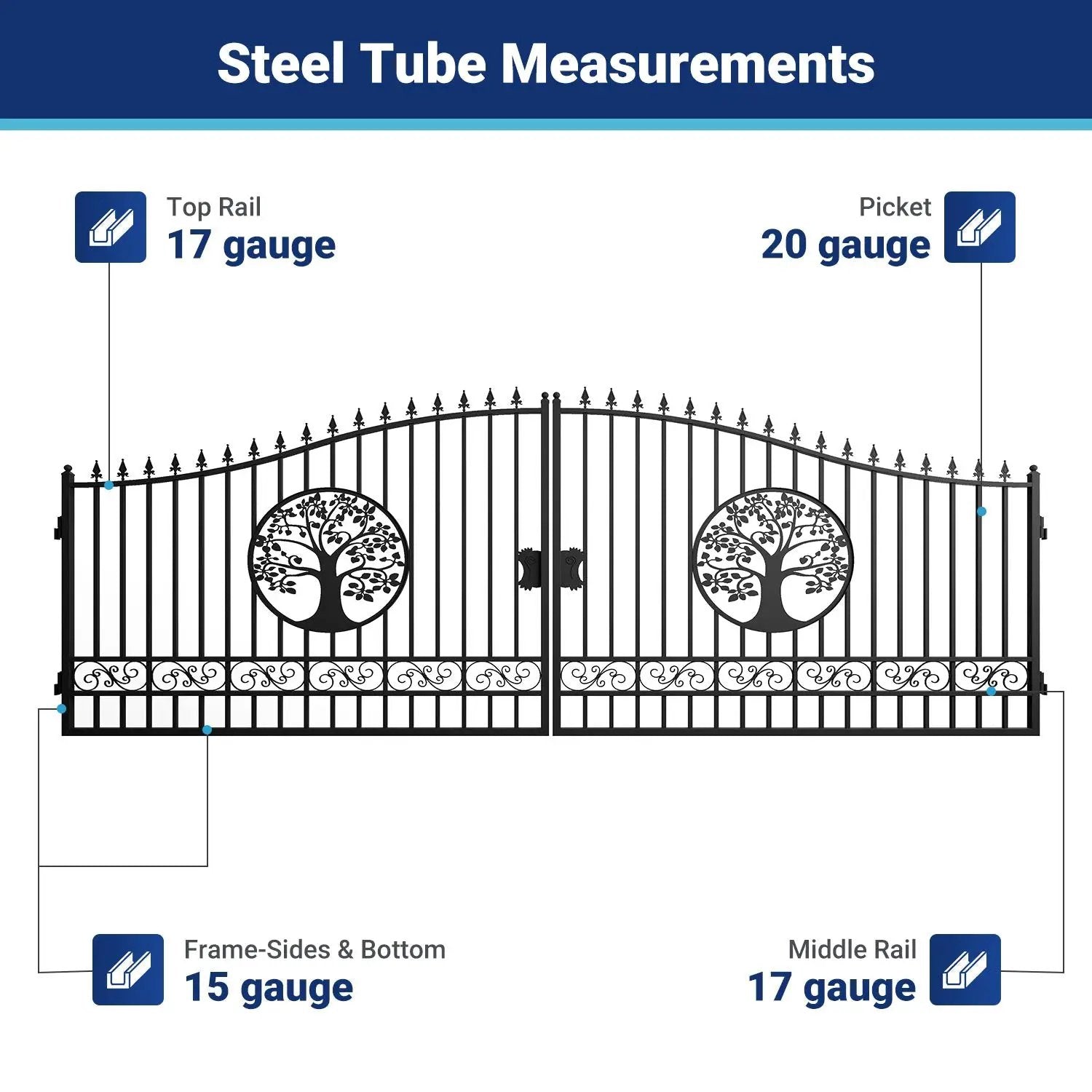 20x8 ft Steel Dual Swing Driveway Gate by Chery Industrial