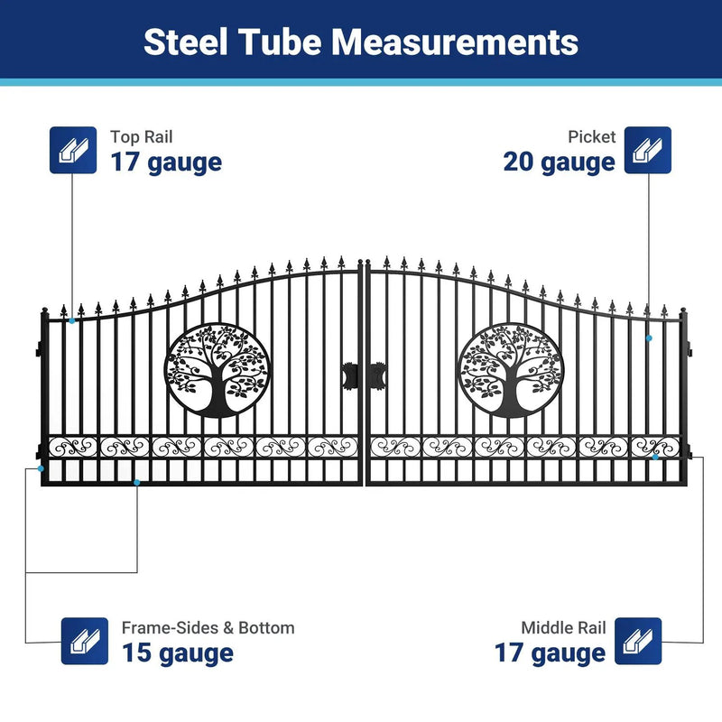 20x8 ft Steel Dual Swing Driveway Gate by Chery Industrial