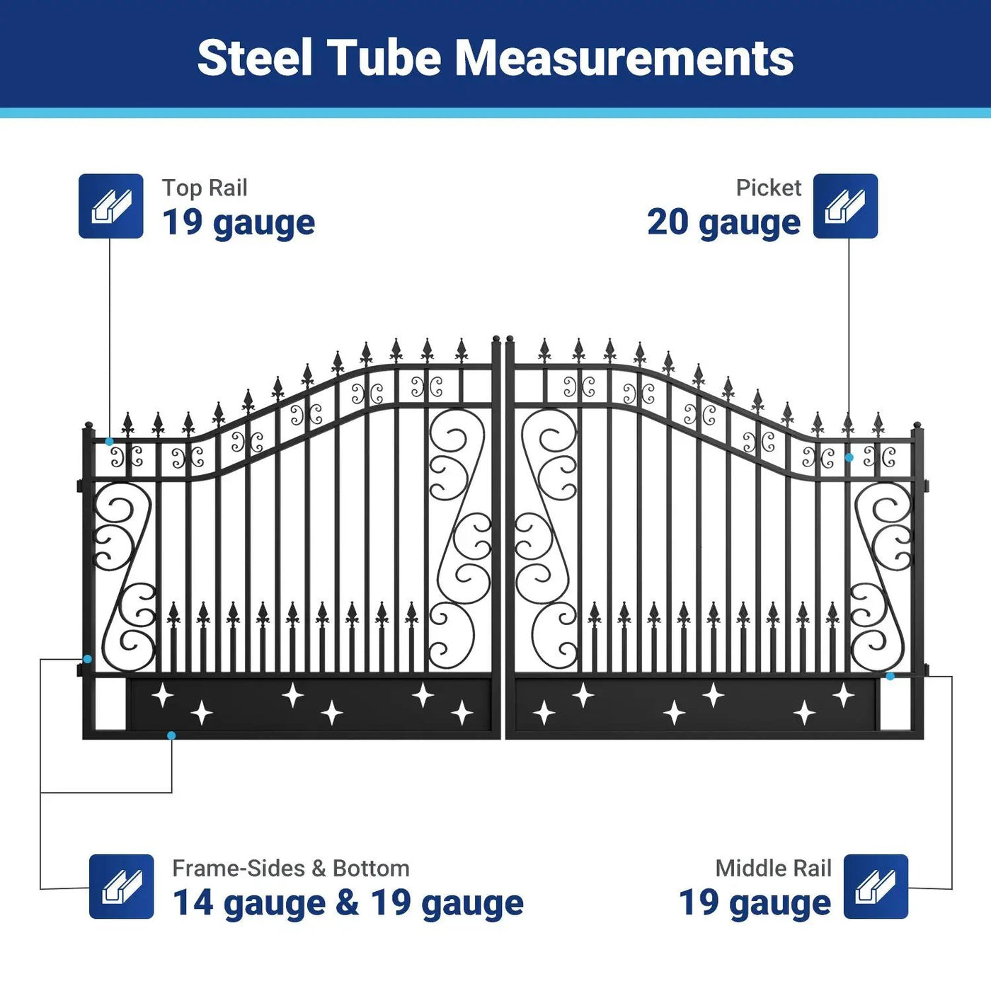 14x8 ft Steel Dual Swing Driveway Gate by Chery Industrial