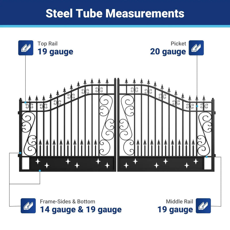 14x8 ft Steel Dual Swing Driveway Gate by Chery Industrial