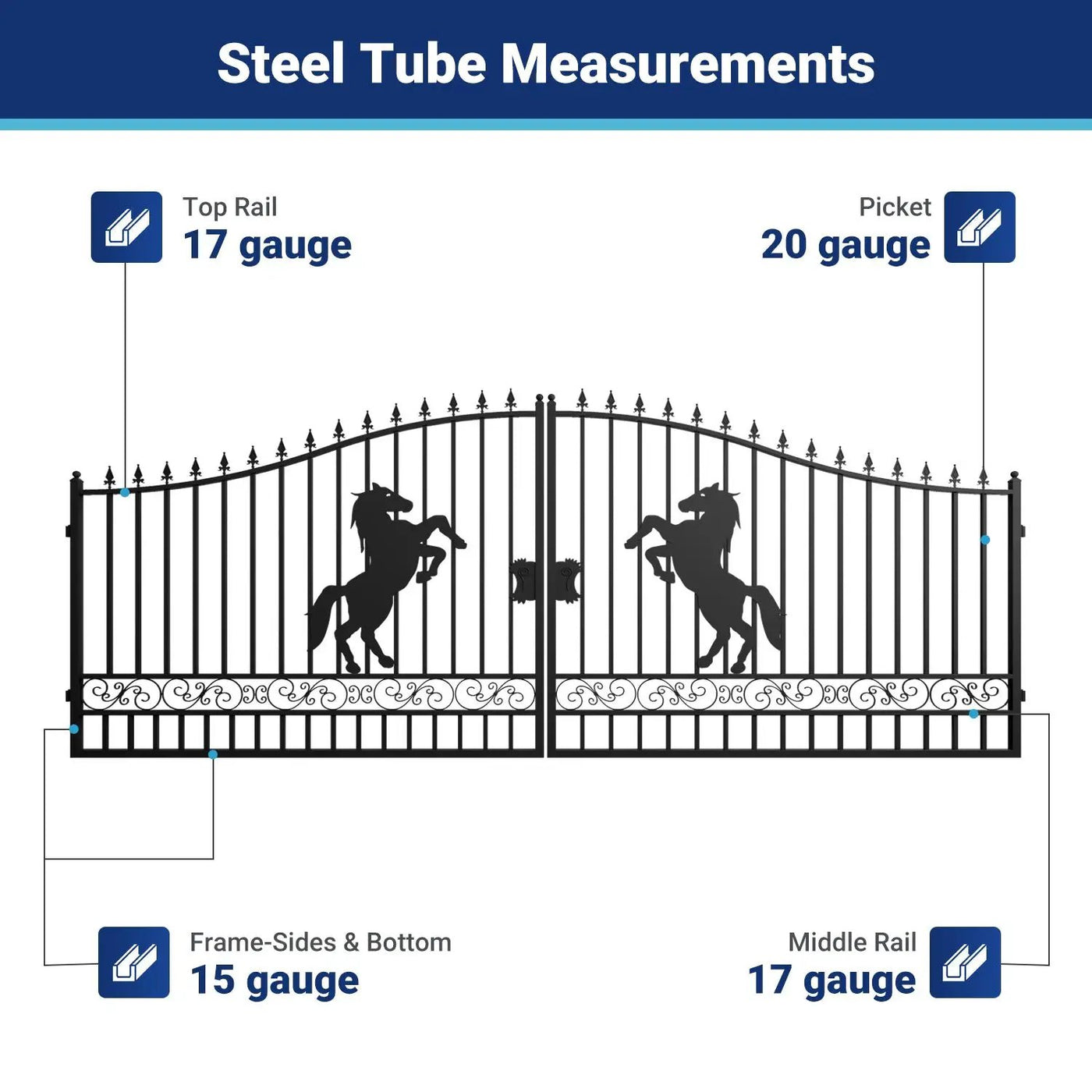 18x8 ft Steel Dual Swing Driveway Gate by Chery Industrial