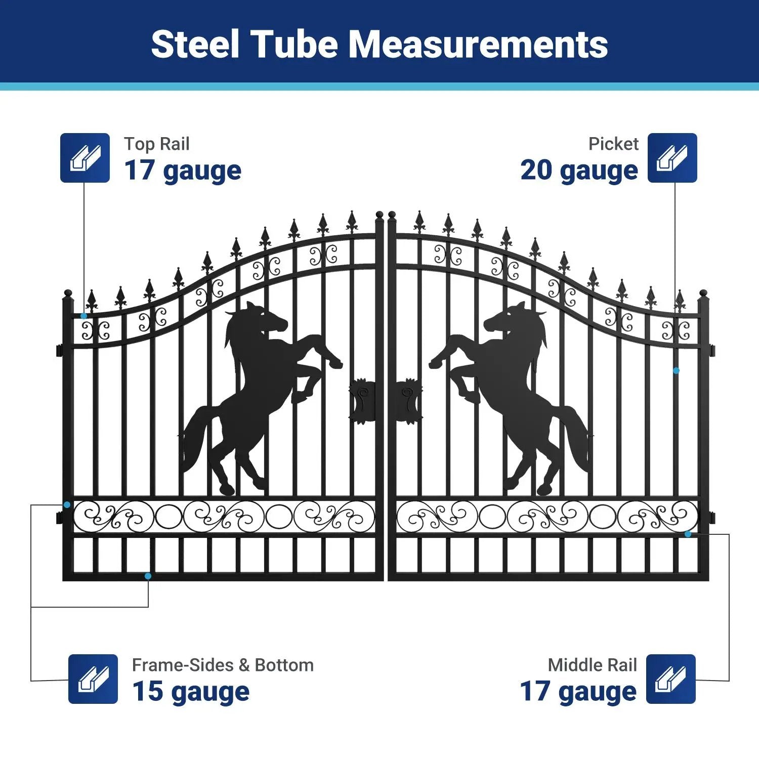 12x8 ft Dual Swing Driveway Steel Gate by Chery Industrial