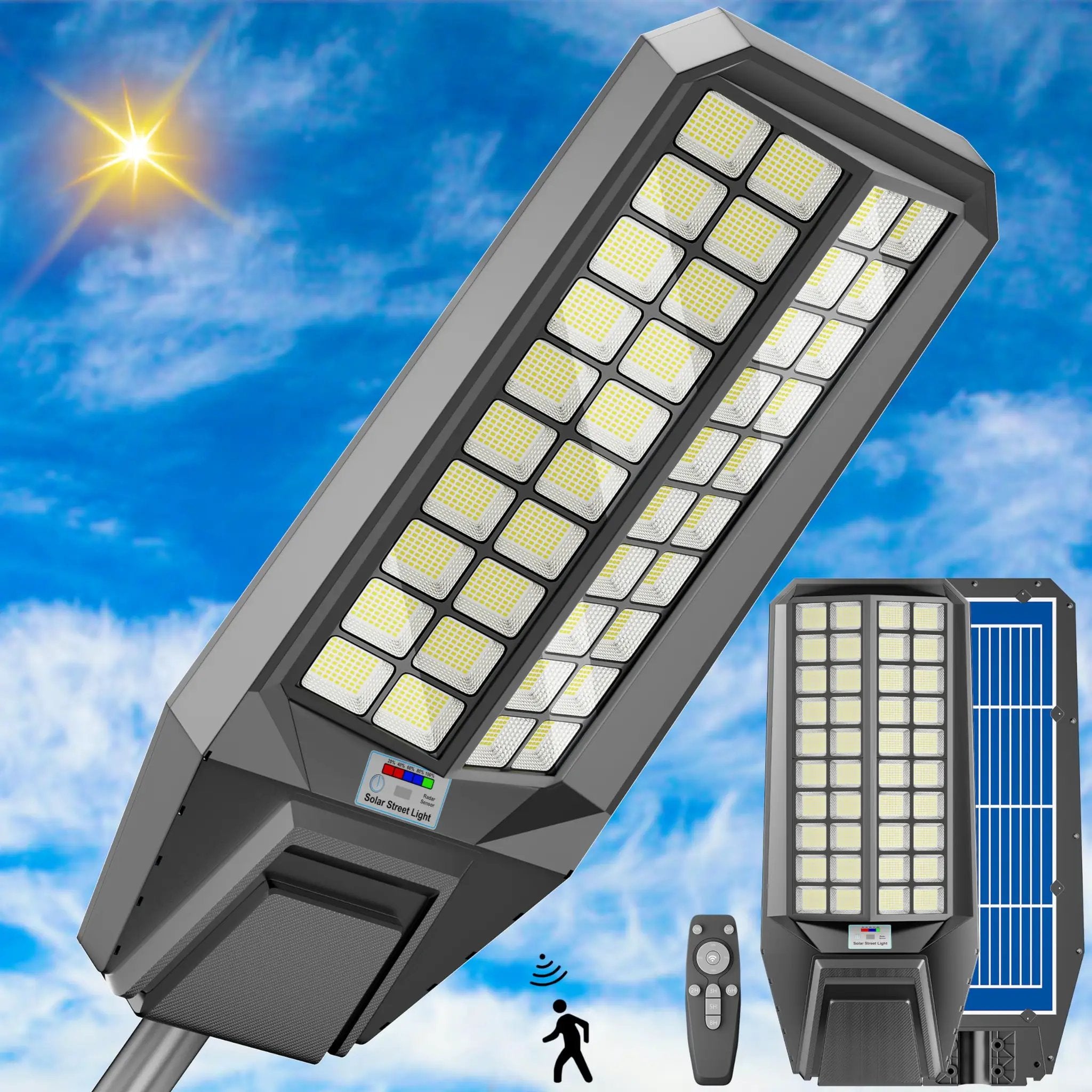 6500W Solar Street Light 7000K 800000LM Auto On/Off Dusk to Dawn IP67 Waterproof Motion Sensor by Outdoor Solar Outlet