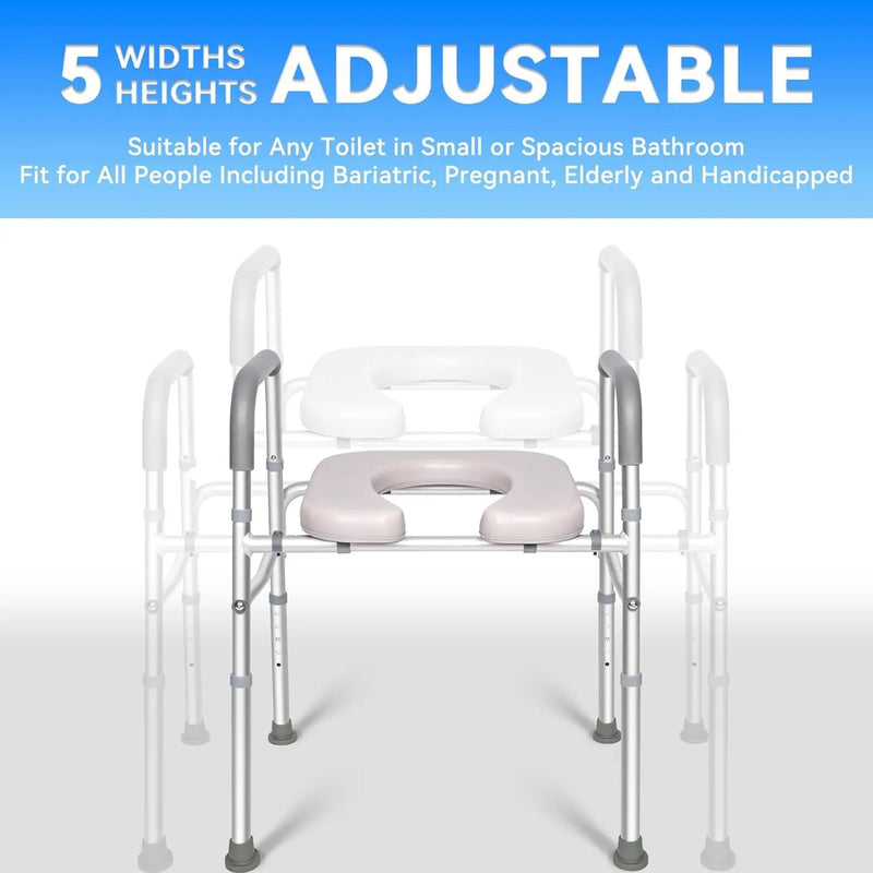 LimLuc Raised Toilet Seat with Handles, Width and Height Adjustable Raised Toilet Seat with Arms and Widen Seat, Up to 400lbs, Raised Toilet Seat for Seniors, Handicap, Pregnant, Fits Any Toilet by Selzalot