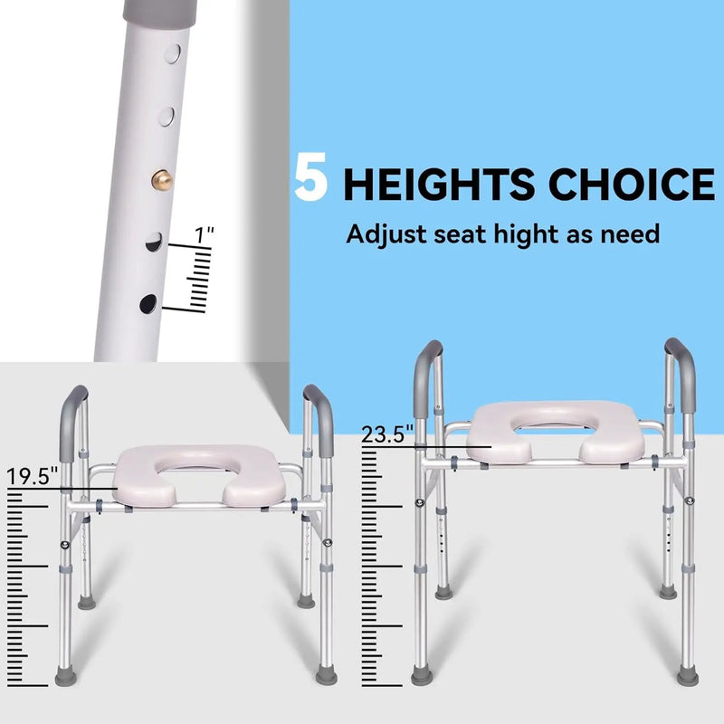 LimLuc Raised Toilet Seat with Handles, Width and Height Adjustable Raised Toilet Seat with Arms and Widen Seat, Up to 400lbs, Raised Toilet Seat for Seniors, Handicap, Pregnant, Fits Any Toilet by Selzalot