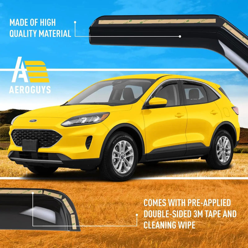AEROGUYS 4.4★★★★ Extra Durable Window Deflectors in-Channel Window Visors Rain Guards Fit for Ford Escape 2020-2024, Sun Visors, Wind Vent Visors, Window Vent Shades, Exterior Car Accessories - 4 pcs. AG0038 by Selzalot
