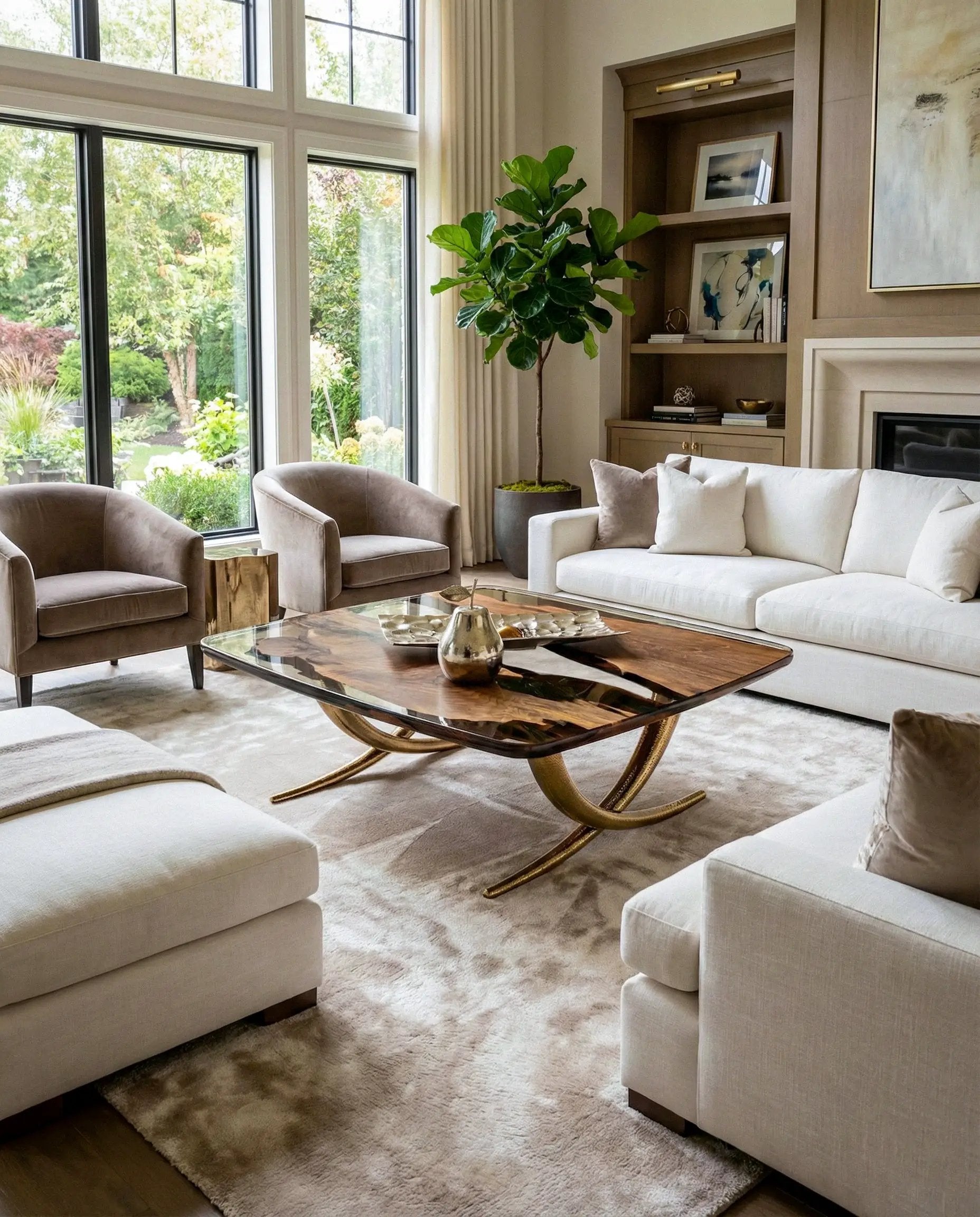 Luxurious Ivory Shaped Epoxy Resin Dining Room Coffee Table by Gizz
