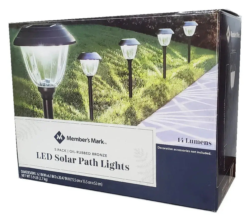 SmartYard (Member’s Mark) 5-Pack Oil-Rubbed Bronze LED Solar Path Lights by Outdoor Solar Outlet