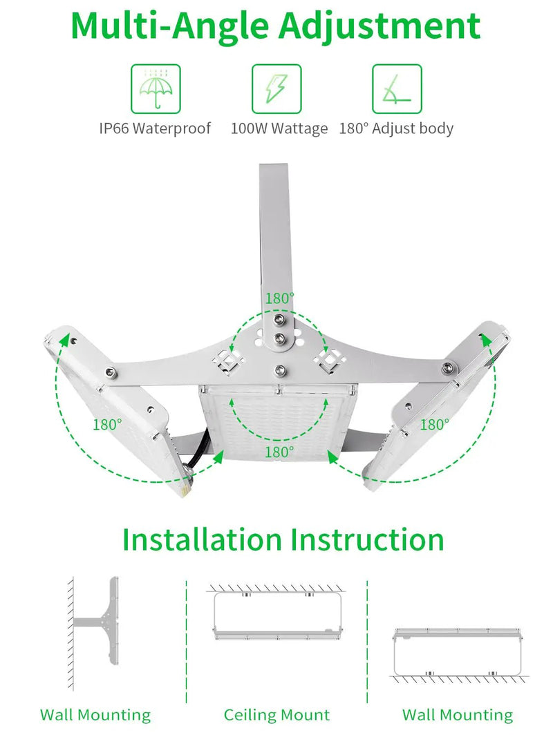 300W LED Flood Light, Hard Wired 24000LM Stadium Lights, 6000K Daylight White, 1500W Halogen Equivalent, IP66 Waterproof by Outdoor Solar Outlet