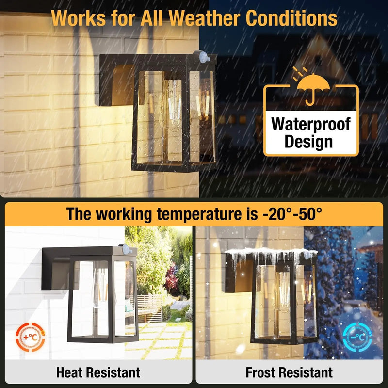 2 Pack Solar Porch Lights Outdoor Motion Sensor, Solar Wall Lights with 2 Modes & Waterproof, Dusk to Dawn by Outdoor Solar Outlet