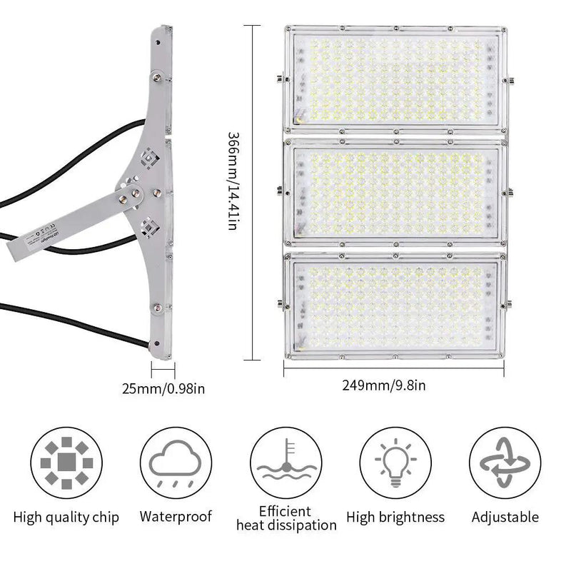 300W LED Flood Light, Hard Wired 24000LM Stadium Lights, 6000K Daylight White, 1500W Halogen Equivalent, IP66 Waterproof by Outdoor Solar Outlet