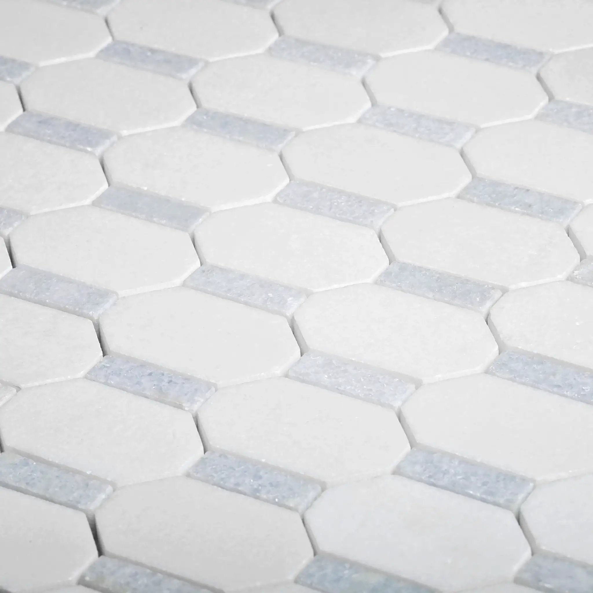5-Pack White, Blue 11-in x 11-in Polished Natural Stone Floor and Wall Tile by Apollo Tile