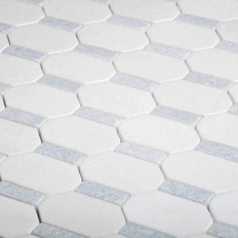5-Pack White, Blue 11-in x 11-in Polished Natural Stone Floor and Wall Tile by Apollo Tile