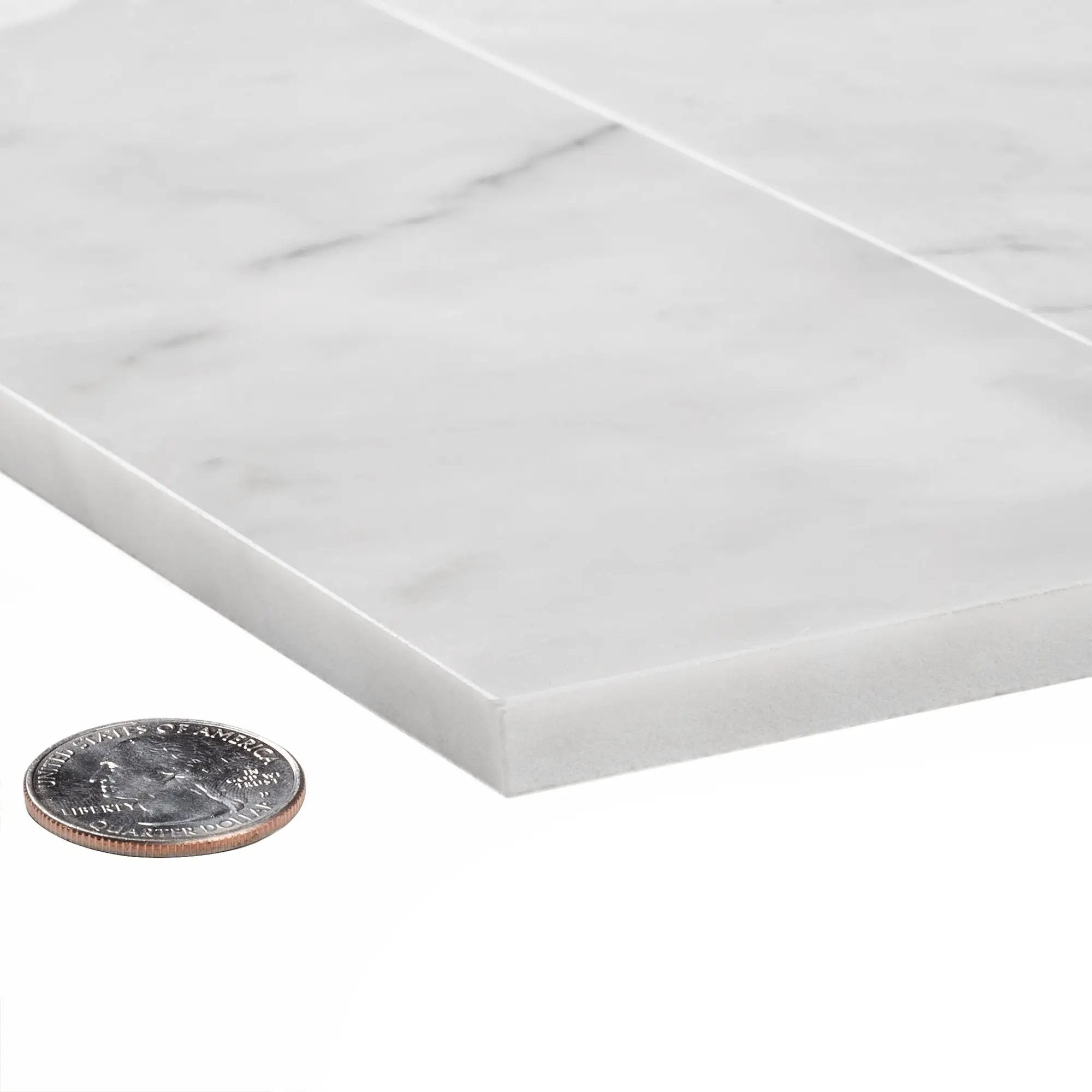 White 4x12 Polished Subway Bianco Carrara Marble Tile (15 pack, 5 sq ft/case) by Apollo Tile