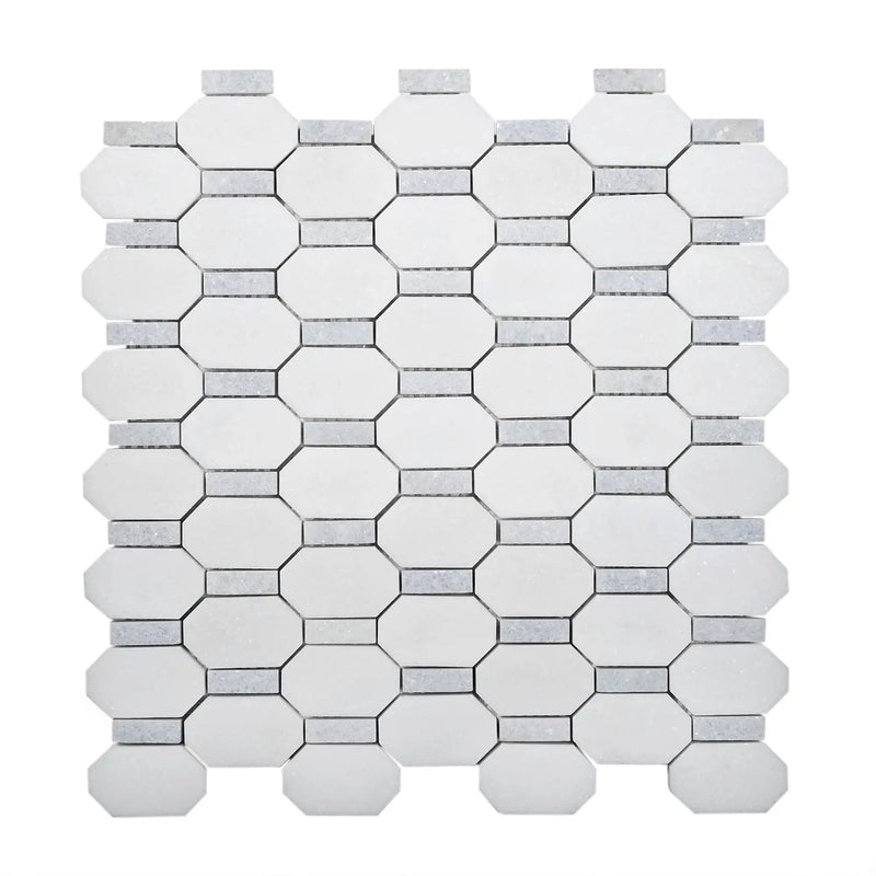 5-Pack White, Blue 11-in x 11-in Polished Natural Stone Floor and Wall Tile by Apollo Tile