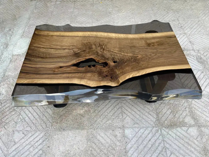 Epoxy Live Edge Coffee Table with Wooden U Leg by Gizz