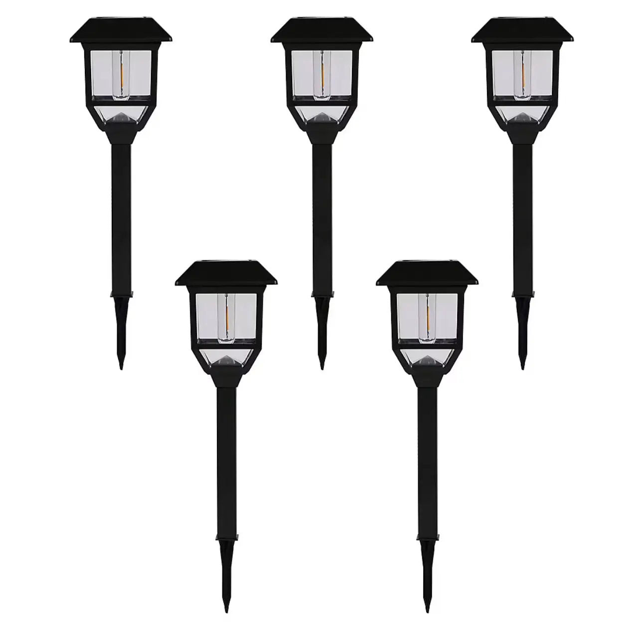 Berkley Jensen 5 Pack Solar LED Pathway Lights 15 Lumen- Graphite Black by Outdoor Solar Outlet