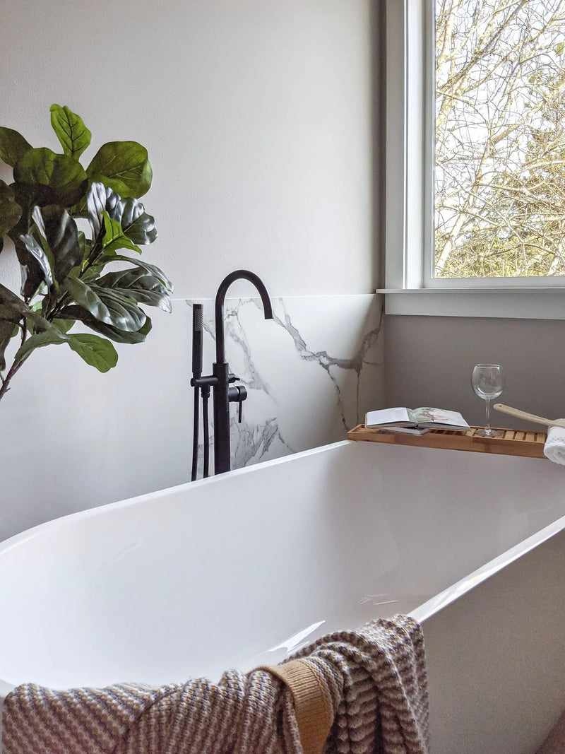 Zeek Floor Tub Faucet Matte Black F-TB51 by ZEEK