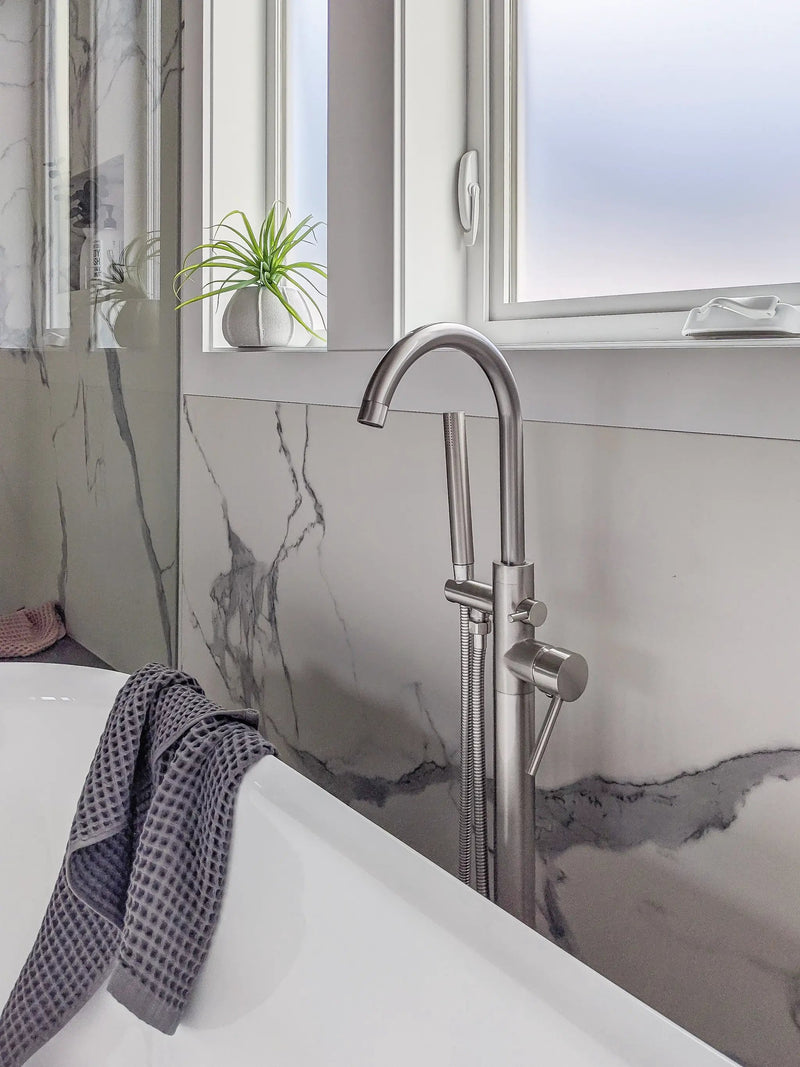 Zeek Floor Tub Faucet Brushed Nickle F-TN52 by ZEEK
