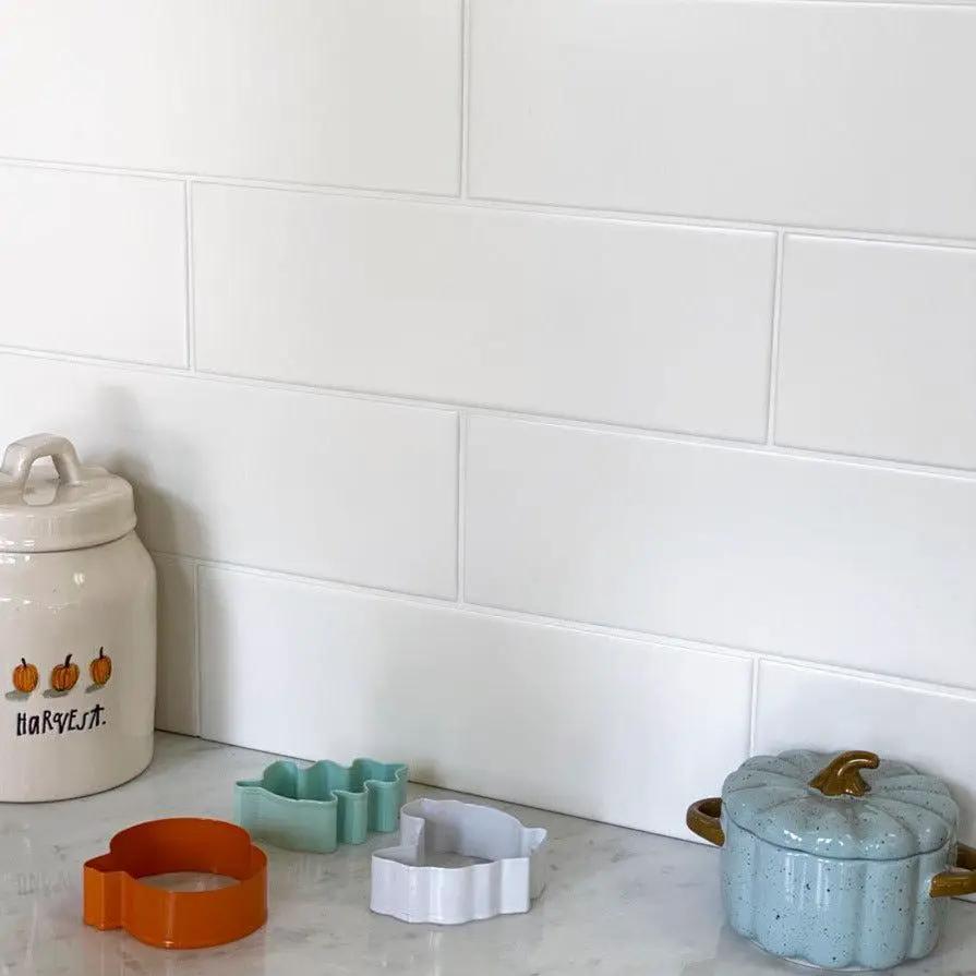 White 4x12 Matte Ceramic Subway Tile (34 pack, 10.4 sq ft/case) by Apollo Tile