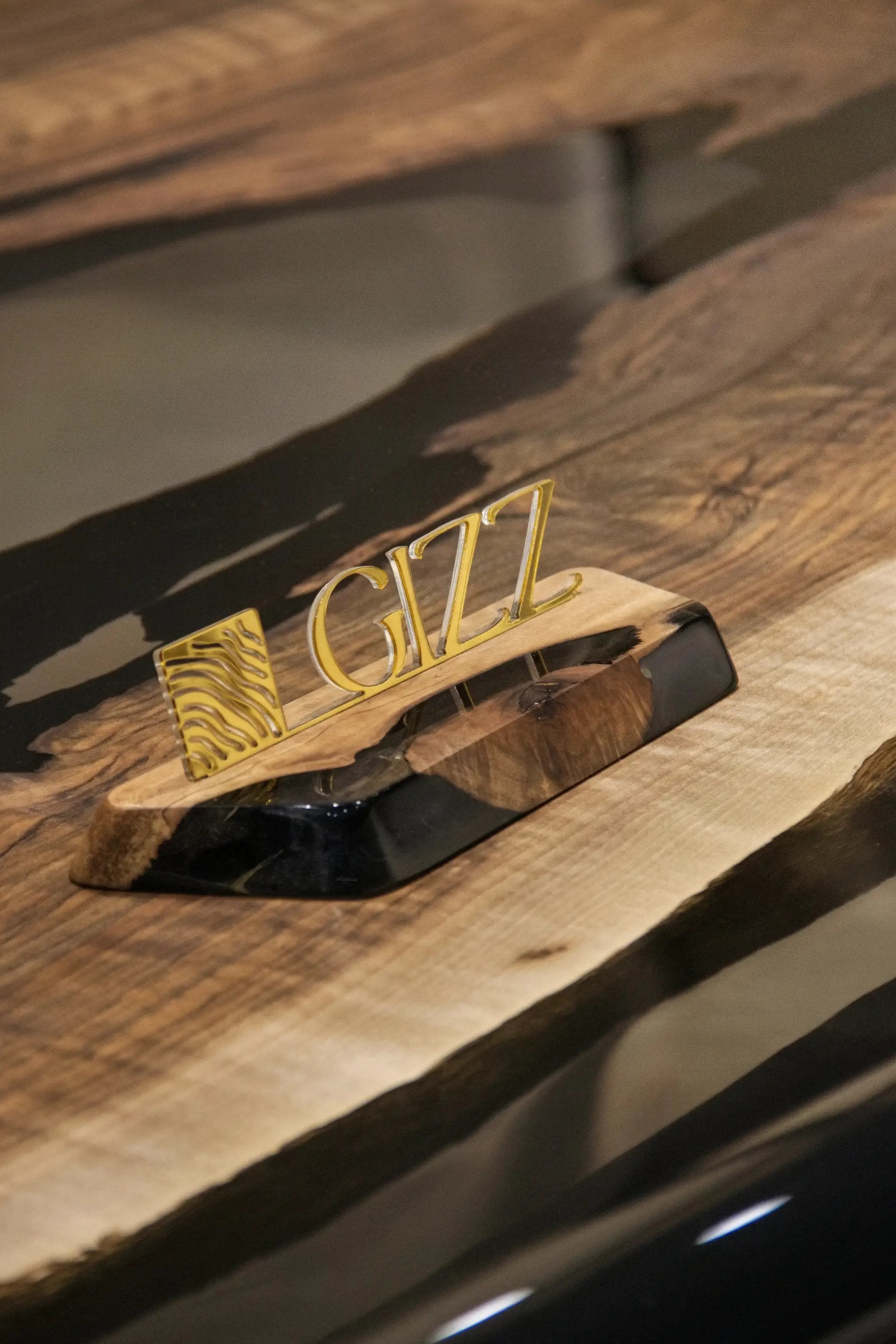 Luxury D-Shaped Walnut & Epoxy Executive Desk by Gizz