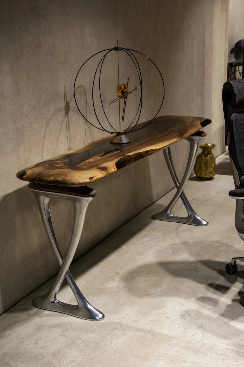 Luxury D-Shaped Walnut & Epoxy Executive Desk by Gizz