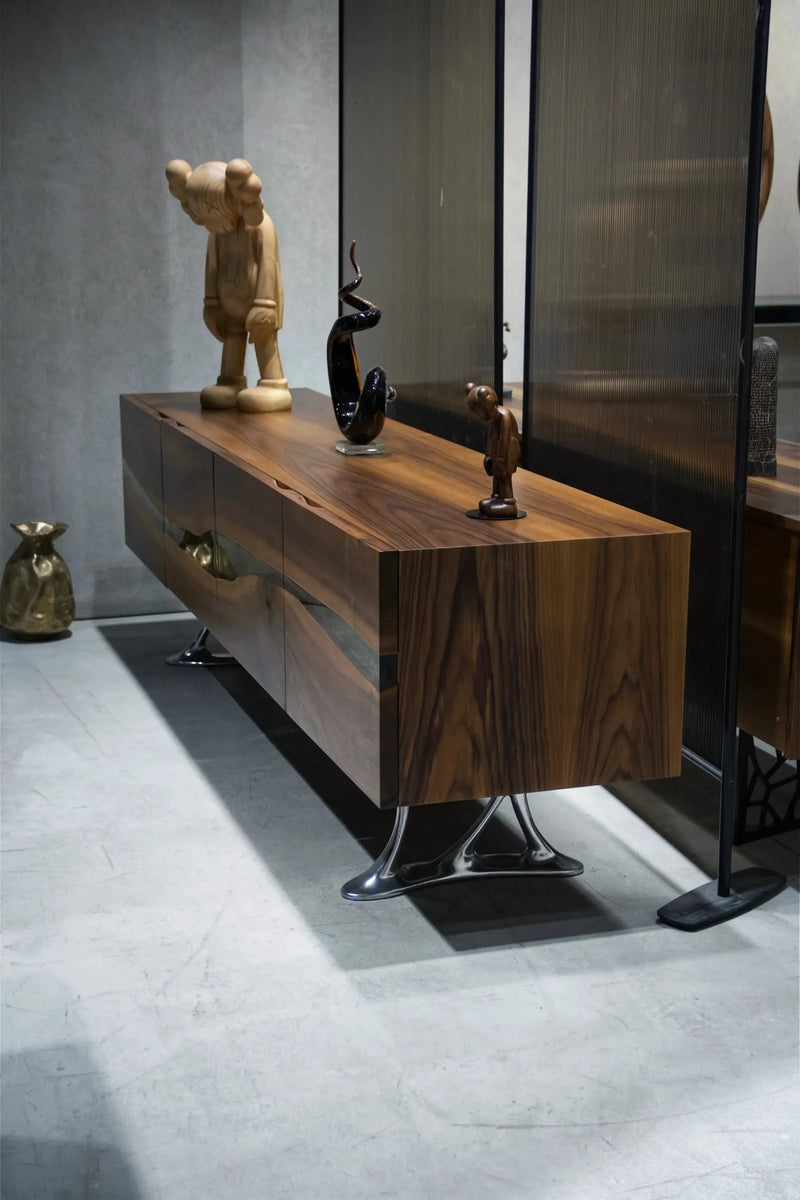 Luxury D-Shaped Walnut & Epoxy Executive Desk by Gizz