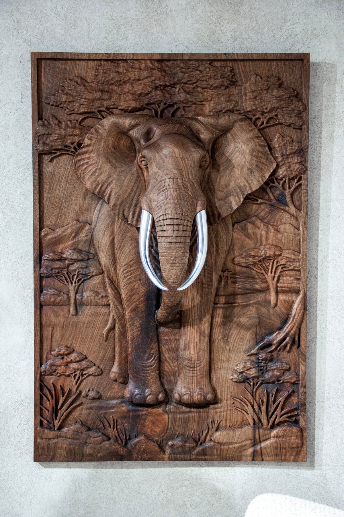 Majestic African Elephant 3D Relief Wood Wall Art, photo 2 of 18