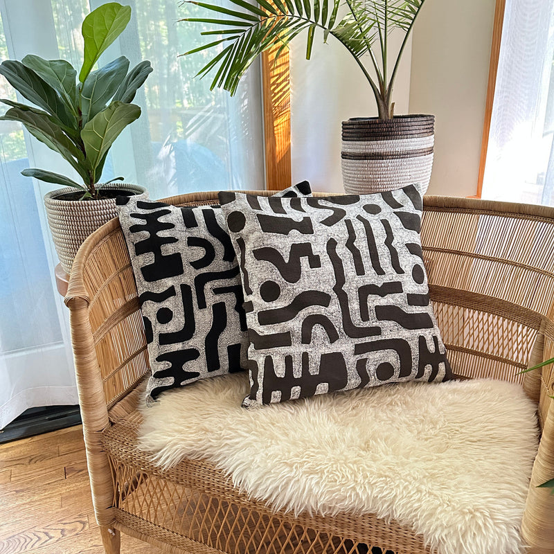 Brown + White Bogo Marks Pillow Cover, photo 3 of 3