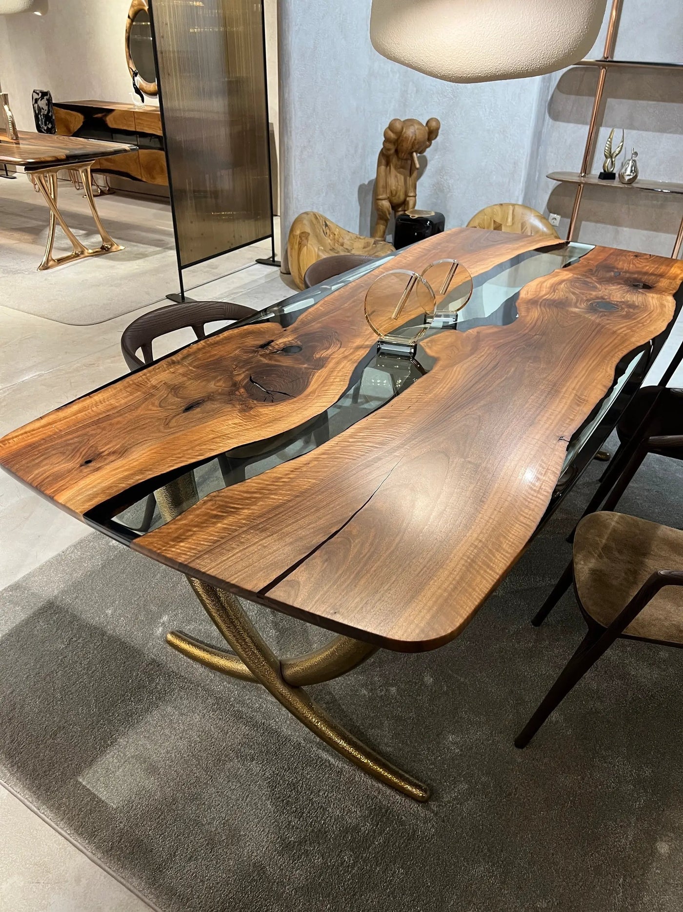 Luxurious Ivory Shaped Legs Epoxy Resin Dining Room Table by Gizz