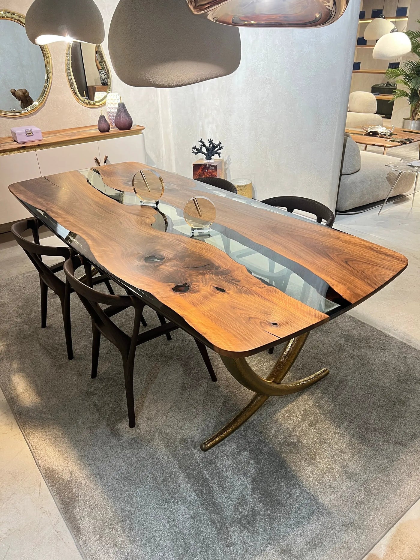 Luxurious Ivory Shaped Legs Epoxy Resin Dining Room Table by Gizz