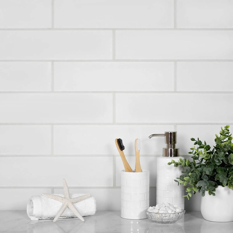 White 3x12 Matte Subway Glass Tile (20 pack, 5 sq ft/case) by Apollo Tile