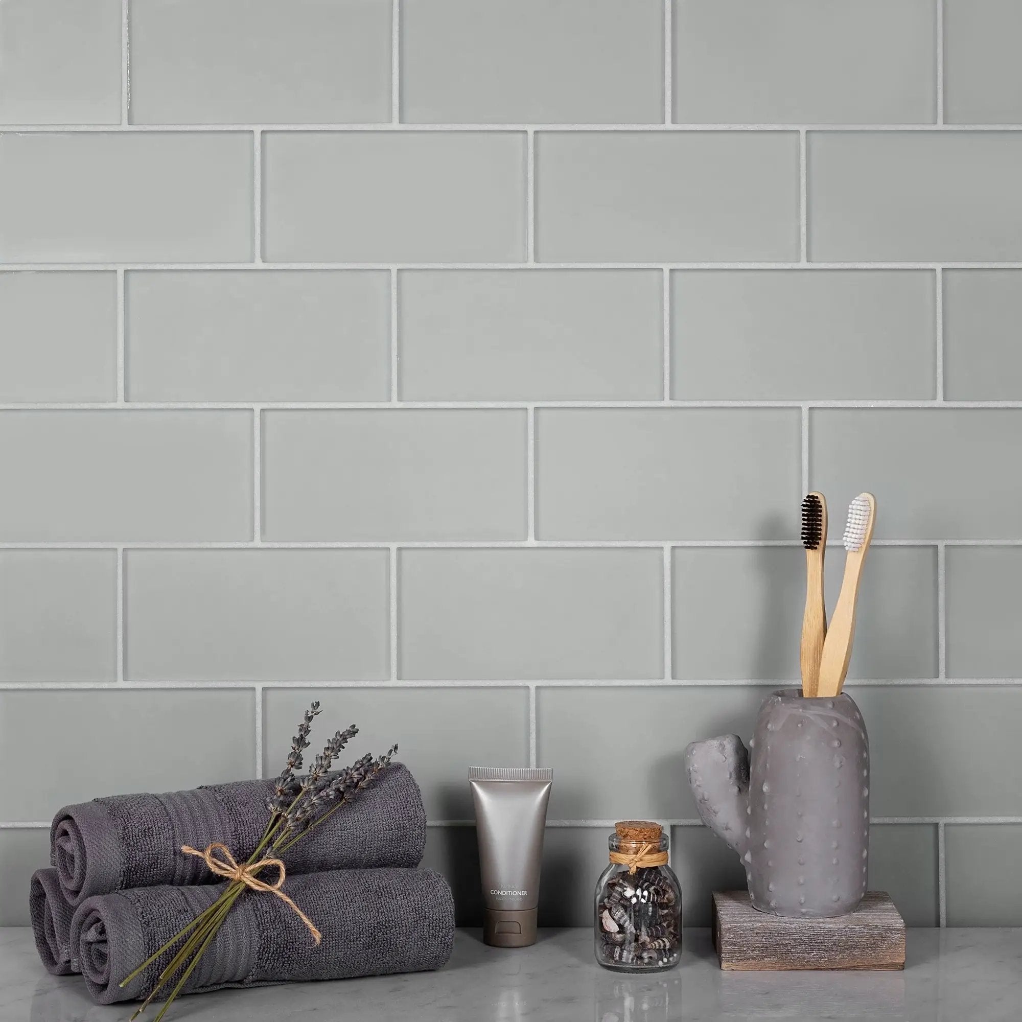Gray 3x6 Matte Subway Glass Tile (40 pack, 5 sq ft/case) by Apollo Tile