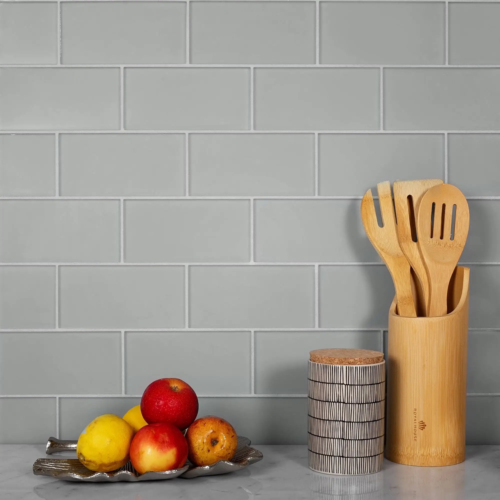 Gray 3x6 Matte Subway Glass Tile (40 pack, 5 sq ft/case) by Apollo Tile