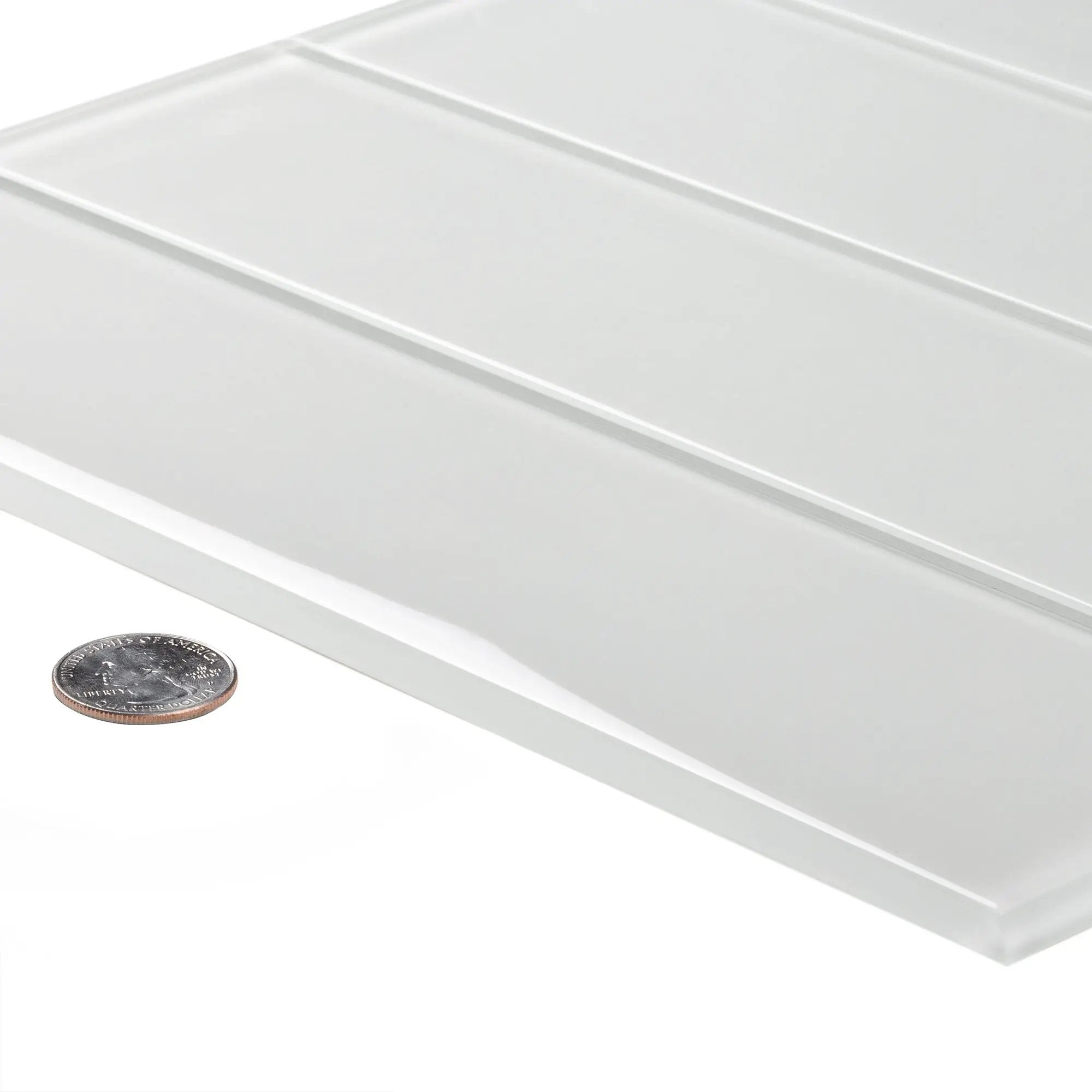 White 3x12 Glossy Subway Glass Tile (20 pack, 5 sq ft/case) by Apollo Tile