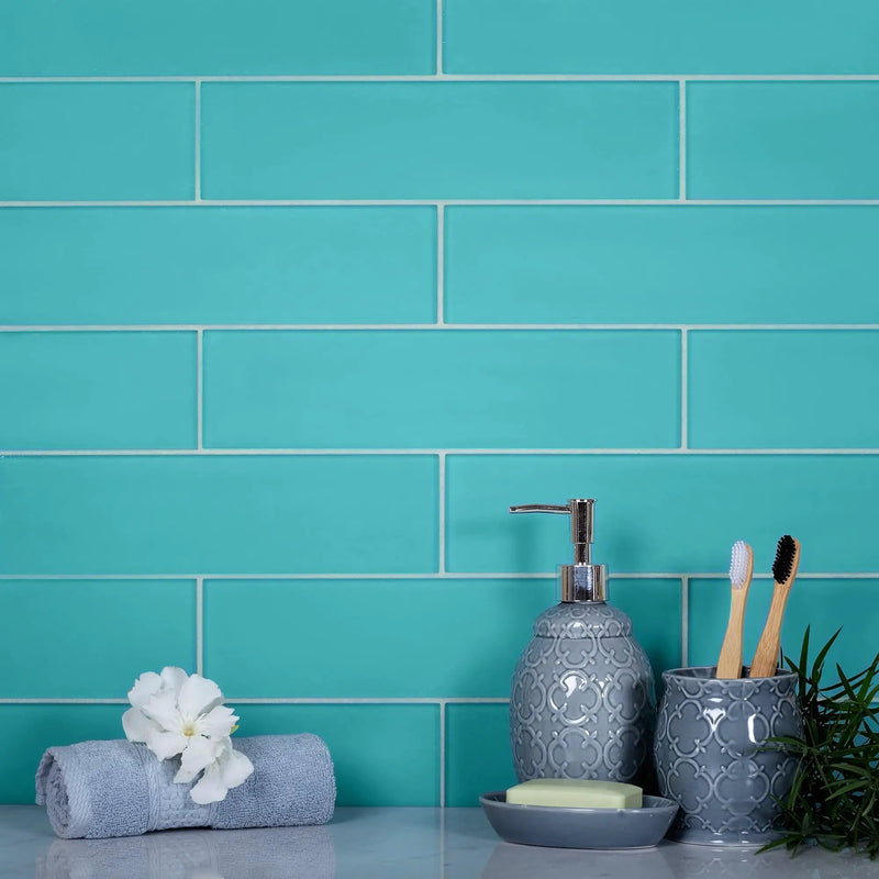 Sky Blue 3x12 Matte Subway Glass Tile (20 pack, 5 sq ft/case) by Apollo Tile