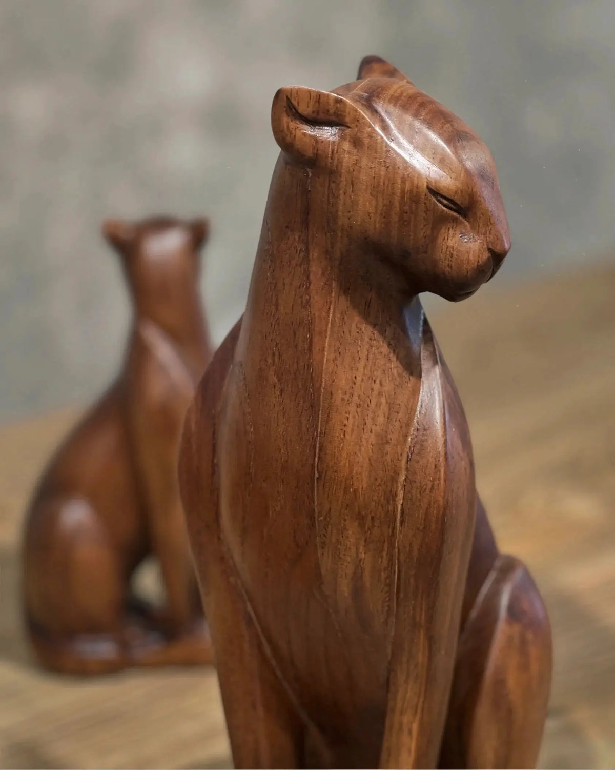 Wooden Wild Cat Figure by Gizz