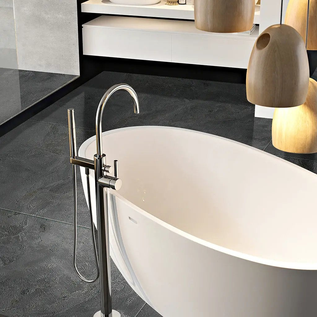 Slate Black 24x48 Matte Porcelain Large Format Tile (2 pack, 15.55 sq ft/case) by Apollo Tile