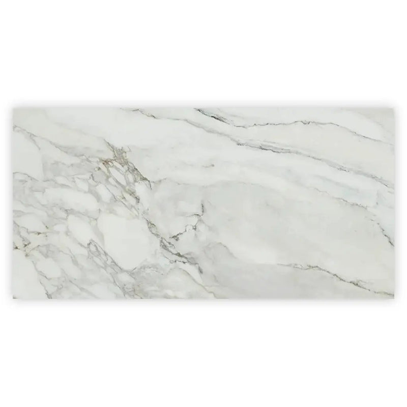 White with Gray Vein 24x48 Polished Porcelain Large Format Tile (2 pack, 15.42 sq ft/case) by Apollo Tile