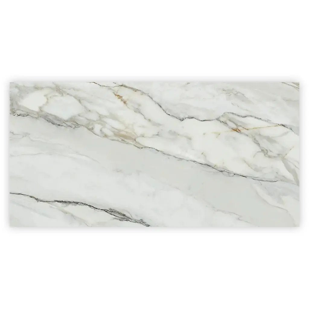 White with Gray Vein 24x48 Polished Porcelain Large Format Tile (2 pack, 15.42 sq ft/case) by Apollo Tile