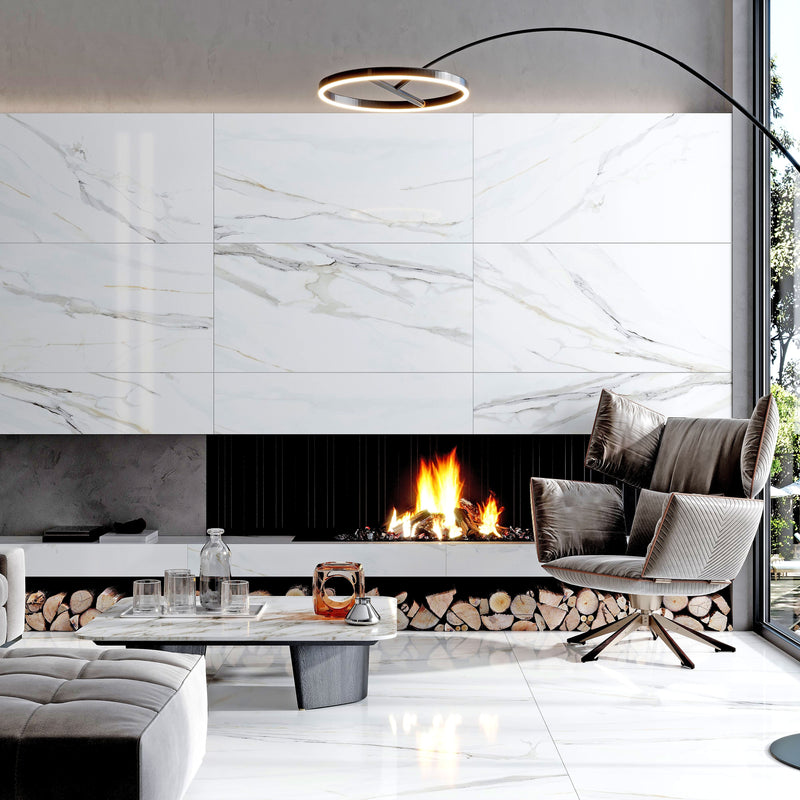 Pearl White 24x48 Polished Field Porcelain Tile (2 pack, 15.48 sq ft/case), photo 2 of 5