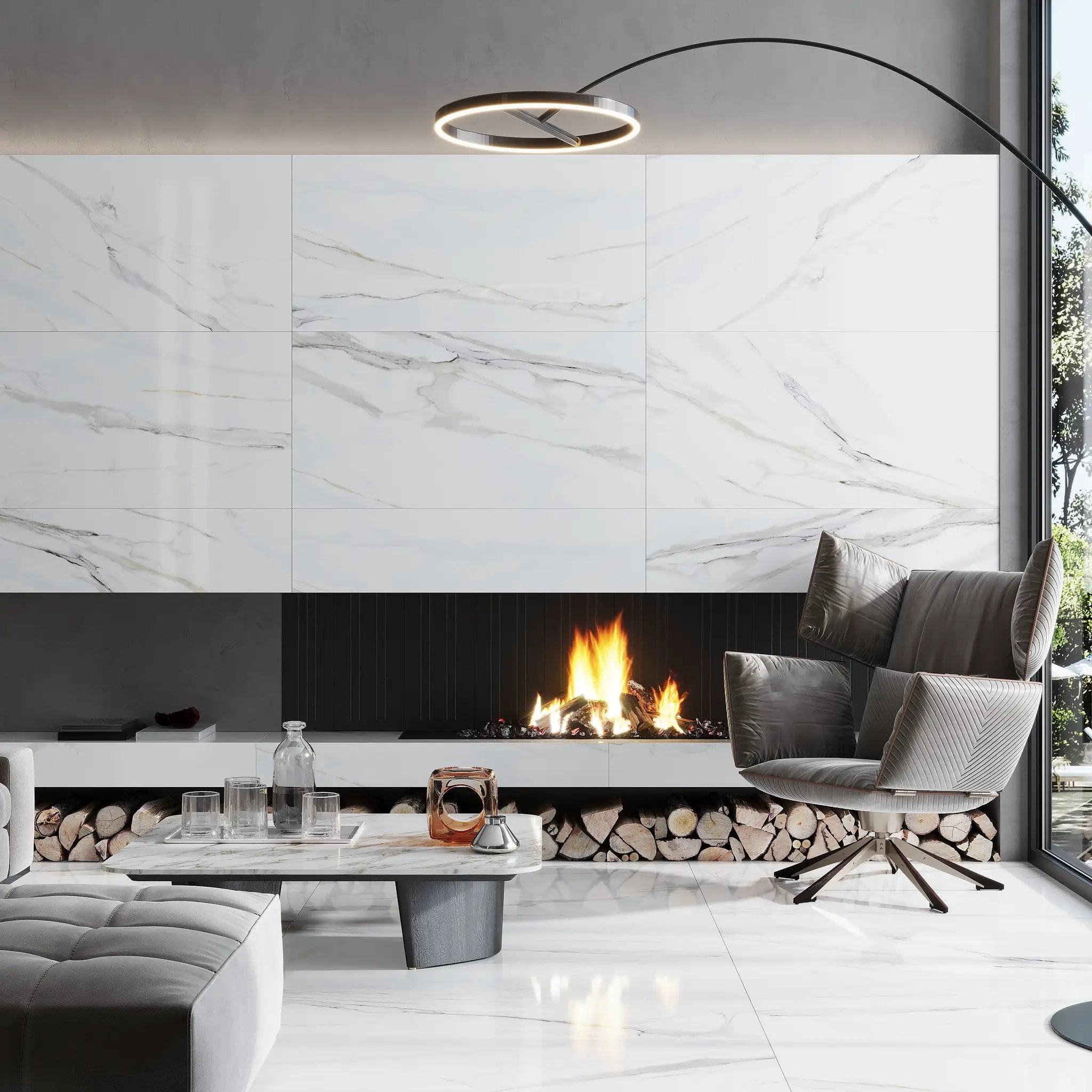 Pearl White 24x48 Polished Field Porcelain Tile (2 pack, 15.48 sq ft/case) by Apollo Tile