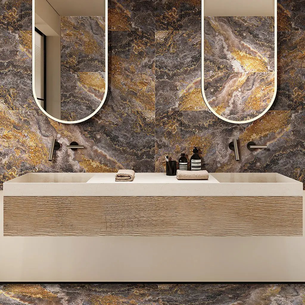 Brown 24x48 Polished Porcelain Large Format Tile (2 pack, 15.55 sq ft/case) by Apollo Tile