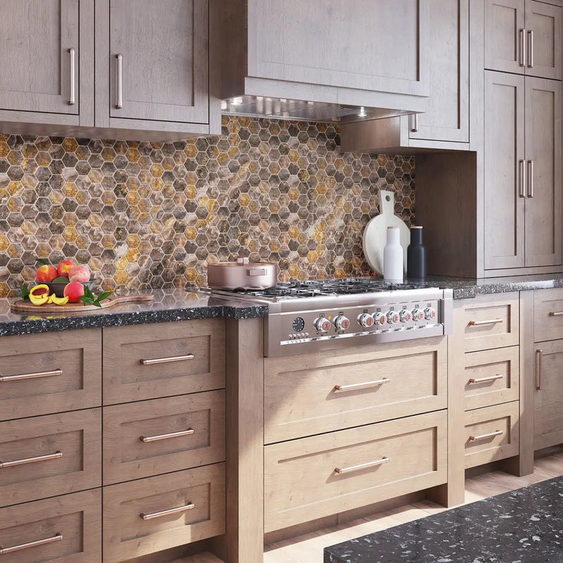 Brown 9x13 Polished Hexagon Porcelain Mosaic Tile (9 pack, 7.09 sq ft/case) by Apollo Tile