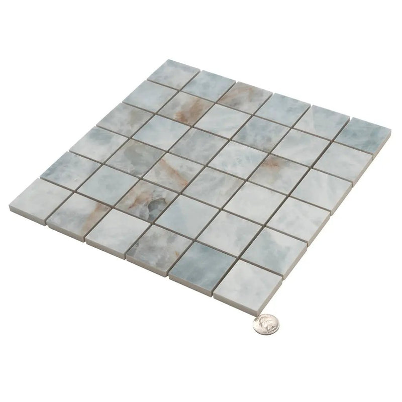 Frosted Sky Blue 12x12 Lappato Square Porcelain Mosaic Tile (5 pack, 4.84 sq ft/case) by Apollo Tile
