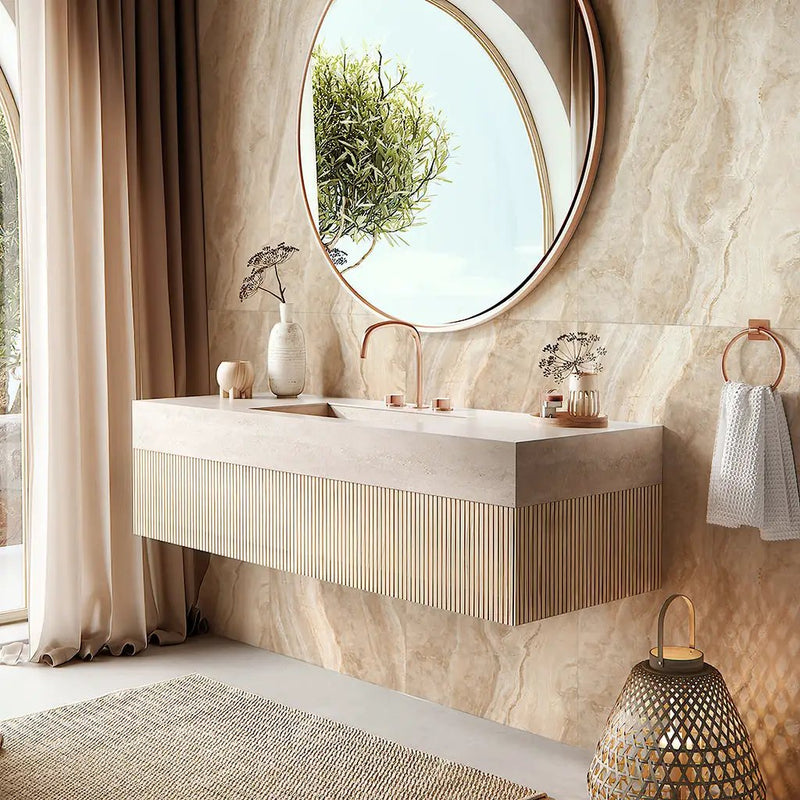 Beige 24x48 Polished Porcelain Large Format Tile (2 pack, 15.55 sq ft/case) by Apollo Tile