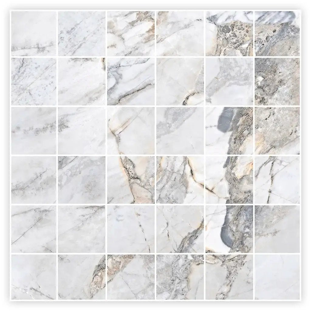 Pale Gray 12x12 Polished Square Porcelain Mosaic Tile (11 pack, 10.65 sq ft/case) by Apollo Tile
