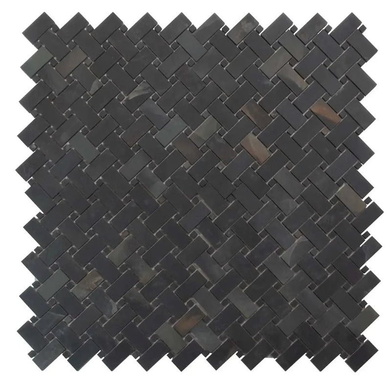 Black 12x12 Matte Basketweave Porcelain Mosaic Tile (5 pack, 4.84 sq ft/case) by Apollo Tile