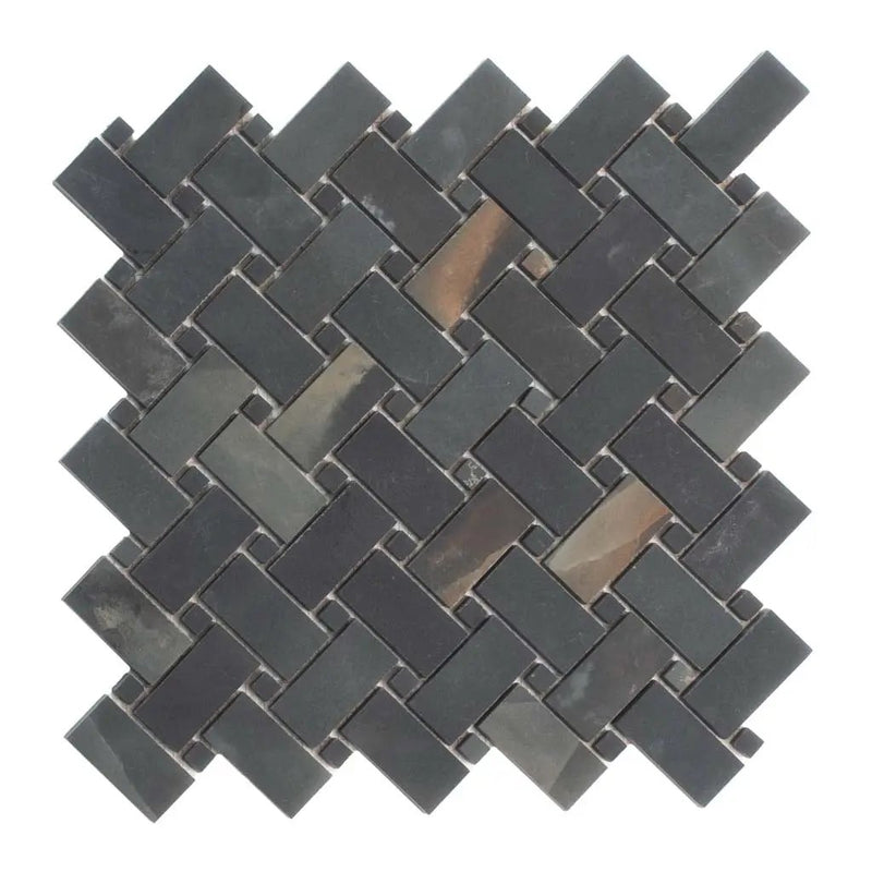 Black 12x12 Matte Basketweave Porcelain Mosaic Tile (5 pack, 4.84 sq ft/case) by Apollo Tile